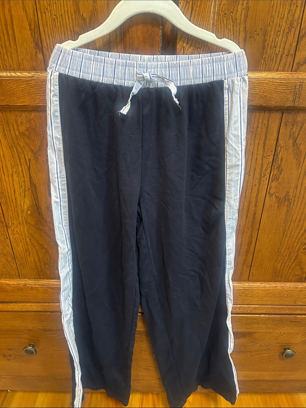 Zara Navy Athletic Pants with Light Gray Side Stripes